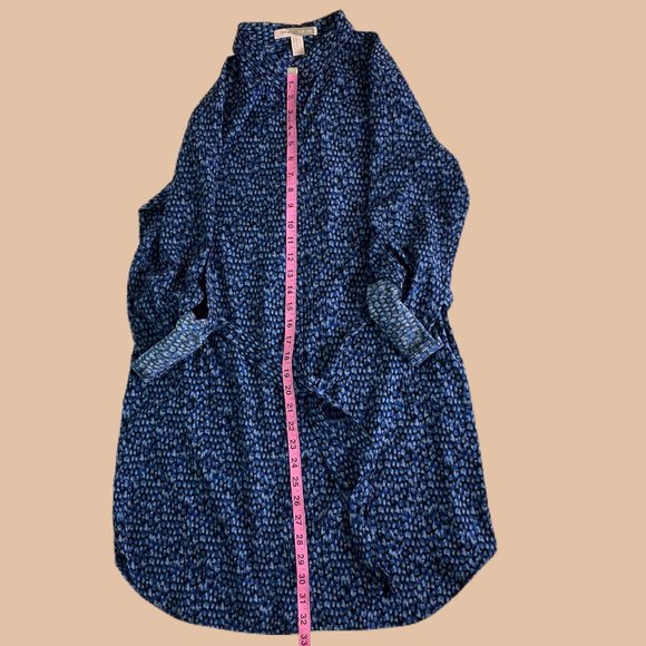 Navy - Abstract Animal Print - Collared Shirt Dress - Picture 6 of 8